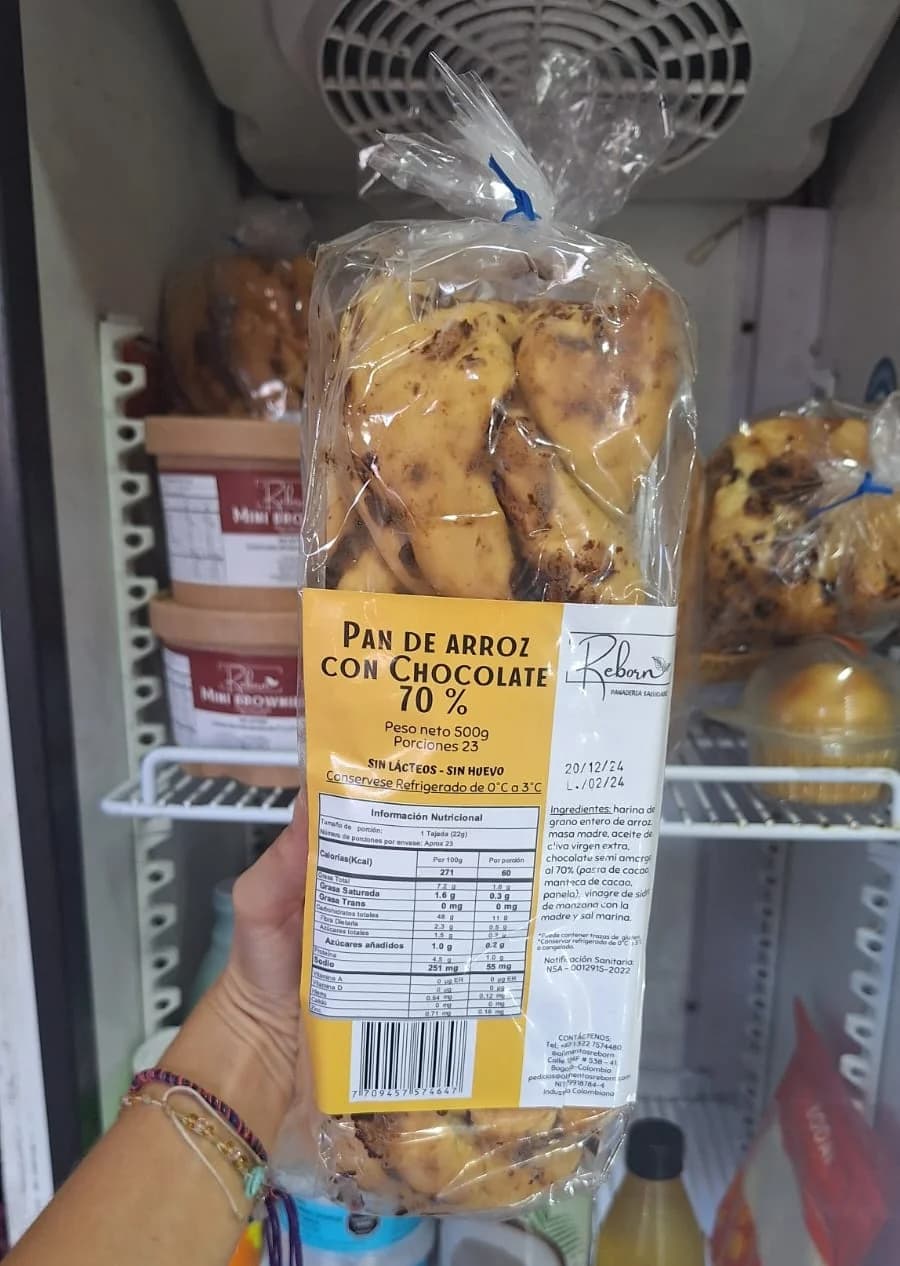 Pan de arroz con chocolate 70%